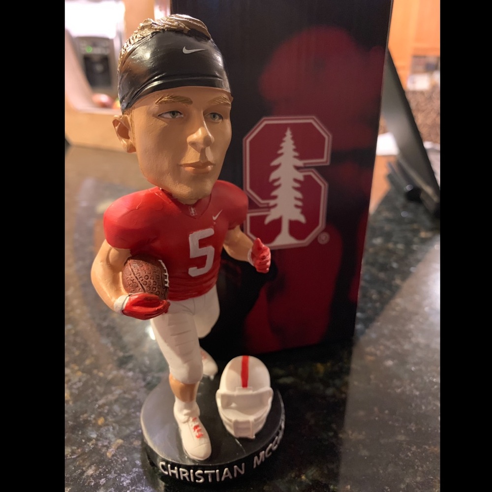 Stanford’s Christian McCaffrey bobble head.